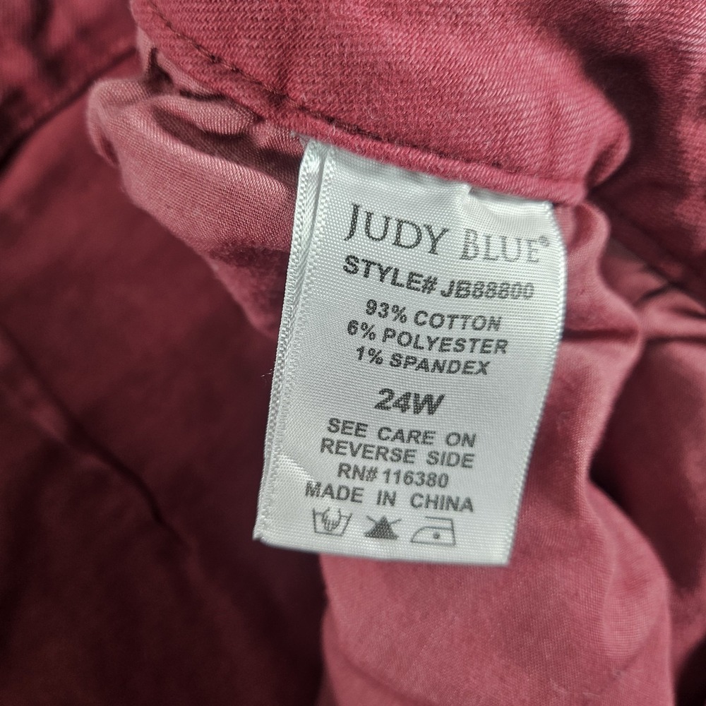 Judy Blue High Rise Seam Straight Jeans Womens 24W Burgundy Denim Preppy Casual - Picture 6 of 16
